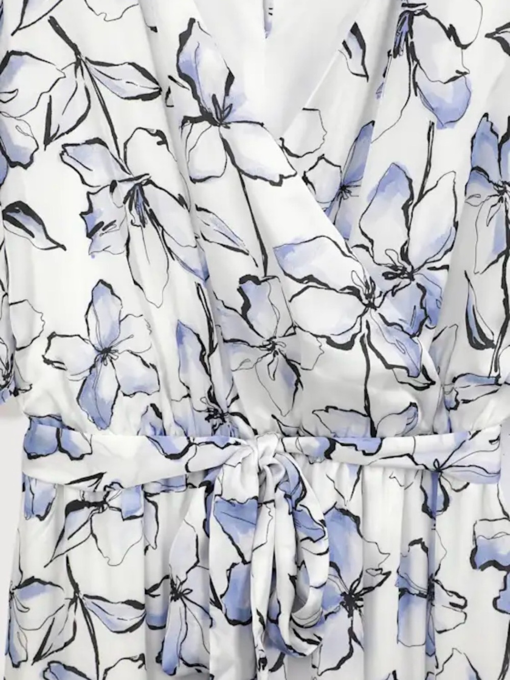 Lulus Floral V-Neck Wide-Leg Jumpsuit in Cream and Blue- fully lined, size small - Picture 14 of 14